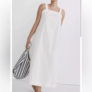 NWT Madewell Linen Cotton Princess Seamed Midi Dress Lighthouse
